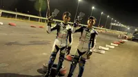 Pembalap Pertamax Motorsport, Alfan Dwi Nandar (kanan) pastikan gelar juara di kejurnas Drag Bike (istimewa)