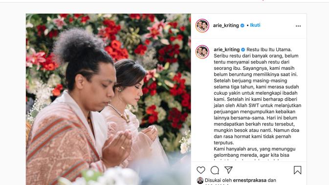 Unggahan Arie Kriting. (Foto: Instagram @arie_kriting)