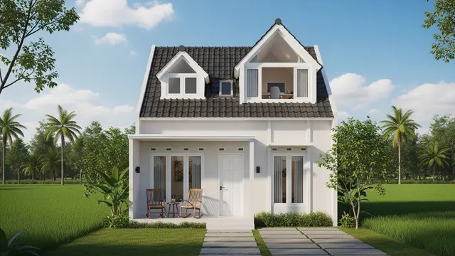 Rumah Atap Mansard dengan Ruang Kerja