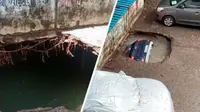 Mobil Parkir Tiba-Tiba Ditelan Bumi, Videonya Viral