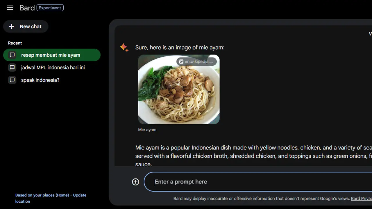 Google Bard kini bisa menampilkan dan mengunggah gambar dalam percakapan (Liputan6.com/Giovani Dio Prasasti)