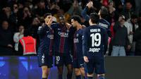 Paris Saint-Germain berhasil memetik kemenangan dalam laga lanjutan Liga Prancis 2025/2026 saat menjamu Toulouse di Parc Des Princes, Paris, Prancis, Jumat (03/04/2026) waktu setempat. (AFP/Anne-Christine Poujoulat)