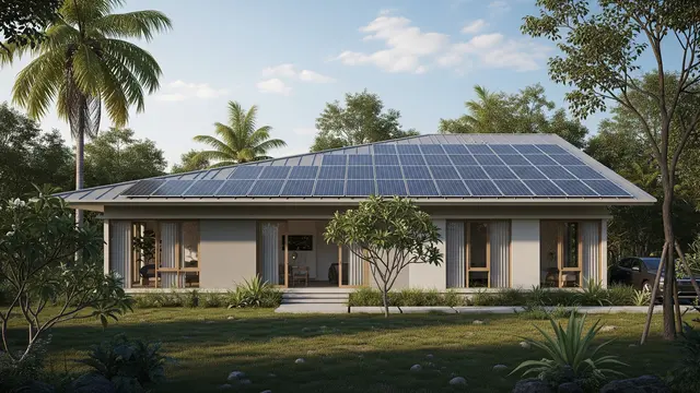 Rumah 1 Lantai dengan Atap Panel Surya