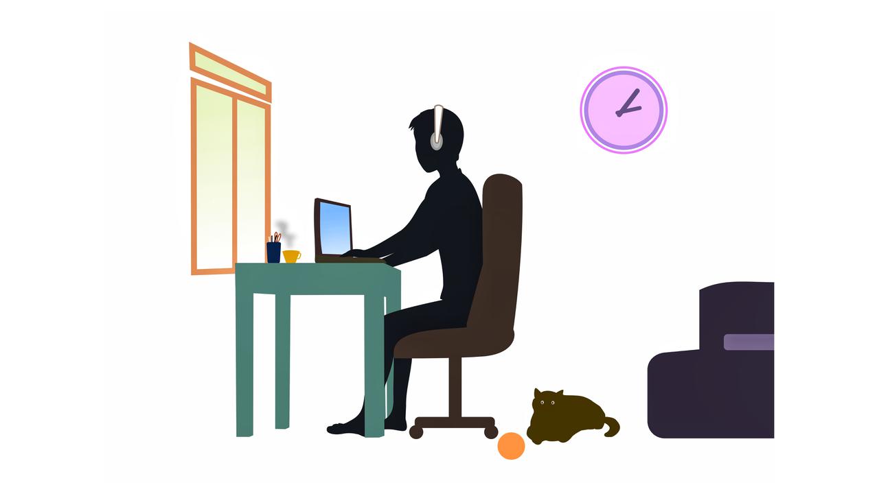 Ilustrasi working from home, wfh, bekerja dari rumah.