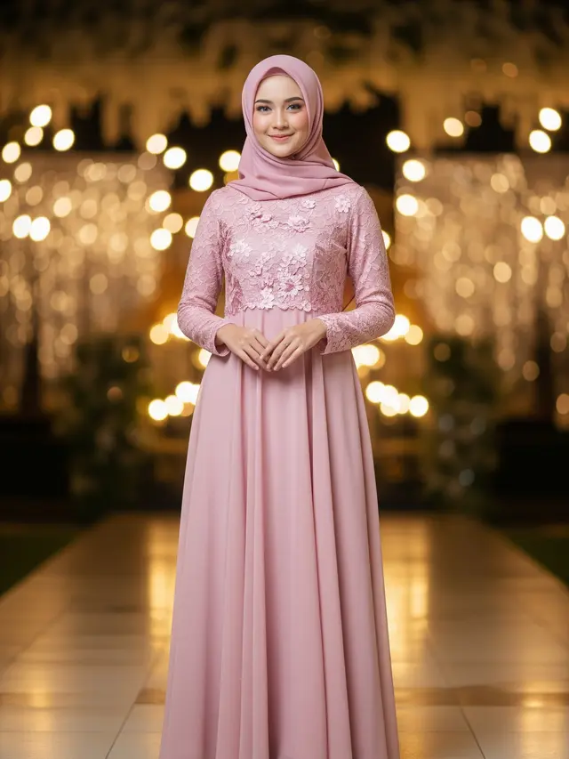 Dress Panjang Katun Kombinasi Lace Muslim (Gemini)