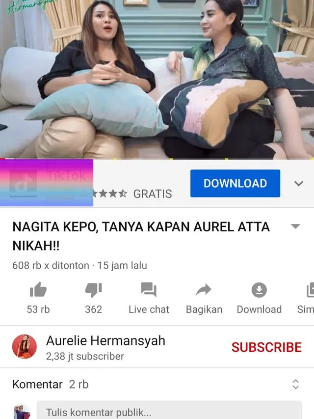 Unggahan Aurel Hermansyah. (Foto: YouTube Aurelie Hermansyah)