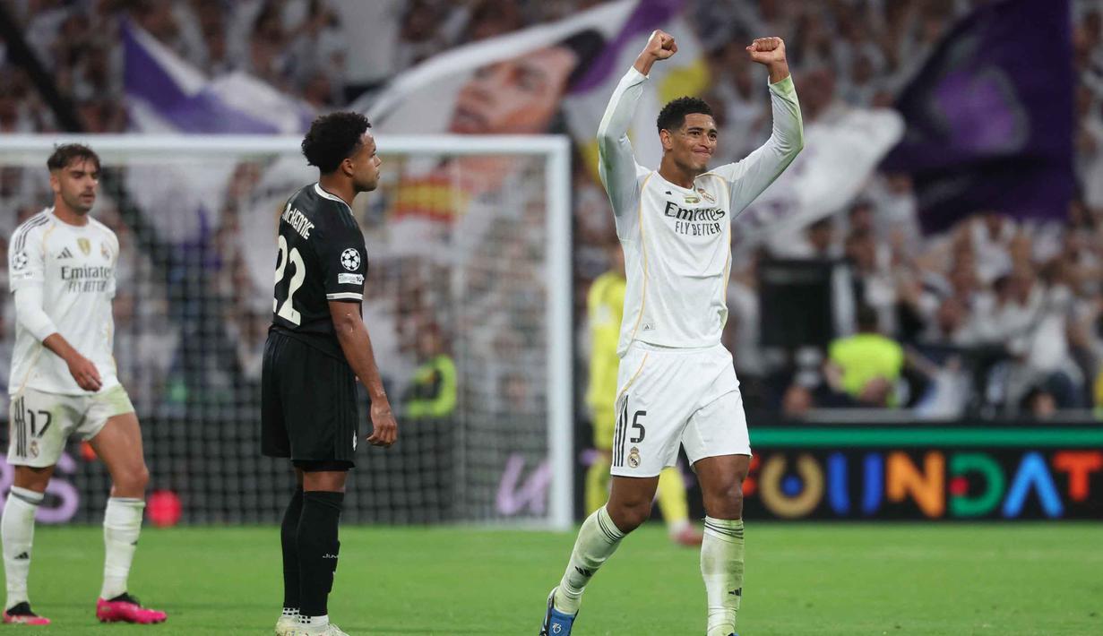 Kemenangan ini membuat tim racikan pelatih Xabi Alonso sukses mempertahankan catatan sempurna di Liga Champions musim ini dengan tiga kemenangan dari tiga laga. (Pierre-Philippe MARCOU/AFP)