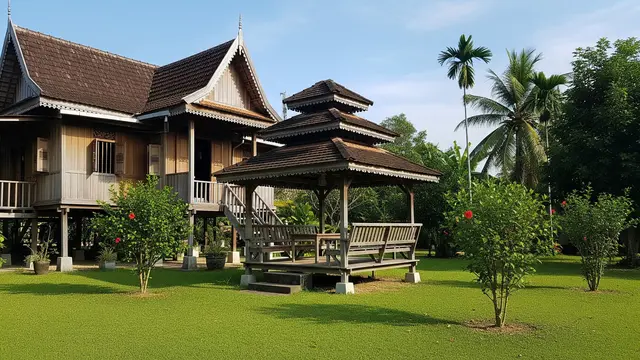 Rumah Kampung Kombinasi Kayu dan Bata Ekspos (Gemini AI)