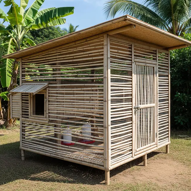 Kandang Ayam Bambu Murah tapi Modern untuk Ternak Rumahan Modal Kecil (Image by Gemini AI)