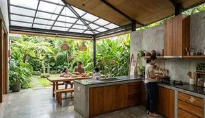9 Desain Ruang Makan Semi Outdoor di Antara Dapur dan Taman, Ciptakan Suasana Bersantap Lebih Nyaman