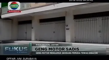 Salah satu anggota geng motor bernama Roni ini menjalani pengobatan di RSUD R. Sudarsono Kota Pasuruan, Jawa Timur, sebelum diperiksa lebih lanjut. Tanpa alasan jelas, mereka mengamuk dan membacok seorang pria yang berada di warung kopi.