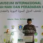 Menteri Agama Fachrul Razi menyampaikan sambutan dalam peresmian groundbreaking Museum Internasional Sejarah Nabi dan Peradaban Islam di kawasan Ancol, Jakarta, Rabu (26/2/2020). Selain bangunan museum, nantinya akan dibangun masjid dan amphitheatre. (Liputan6.com/Faizal Fanani)