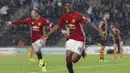 7. Striker Manchester United, Marcus Rashford, merayakan gol yang dicetaknya ke gawang Hull pada laga Premier League di Stadion Kingston Communications, Sunderland, Inggris, Sabtu (27/8/2016). (Reuters/Lee Smith)