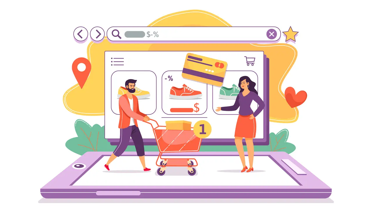 Ilustrasi promosi, jualan online