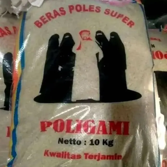 Viral Beras Merek Poligami dengan Ilustrasi Pria Bersama 4 Wanita