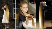 Katy White, gadis asal Wales miliki rambut yang amat panjang dan lurus ala Rapunzel.