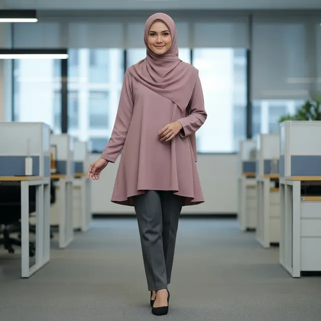 Model Blus Muslimah 2026 yang Anggun dan Nyaman untuk Kerja (Image by Gemini AI)