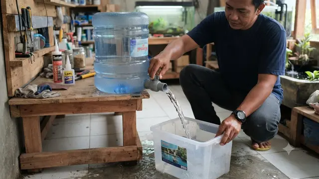 Cara Membuat Saluran Pembuangan Kotoran Ikan di Kolam Galon