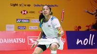 Keisha Fatimah Azzahra tampil di babak 32 besar Indonesia Masters 2025 yang digelar di Istora GBK, Jakarta, Rabu (22/1/2025). (Bola.com/Abdul Aziz)