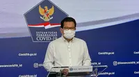Juru Bicara Satgas Penanganan COVID-19 Wiku Adisasmito saat konferensi pers di Media Center COVID-19, Graha BNPB, Jakarta pada Kamis, 24 Februari 2022. (Dok Satgas COVID-19)