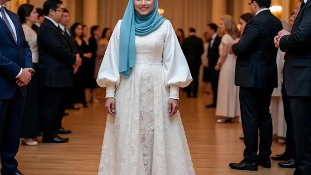 Ilustrasi Gamis Brokat Mewah dan Elegan (Sumber Gambar: Meta AI)