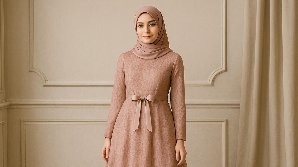 7 Model Gamis Brokat Tali Pinggang Depan yang Sedang Tren di 2025, Anggun dan Terlihat Ramping