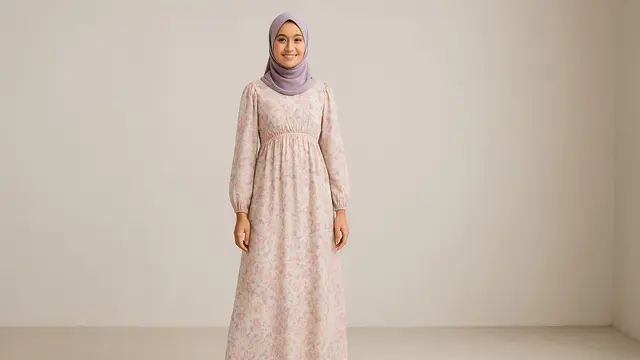 Model Gamis Motif Bunga Kekinian untuk Remaja/Ilustrasi gambar oleh AI