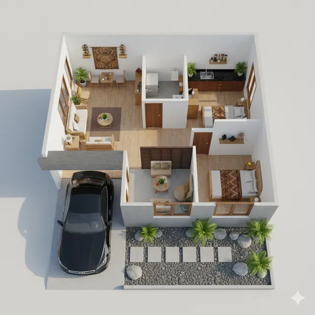 Rumah Tipe 36 dengan Carport dan Taman