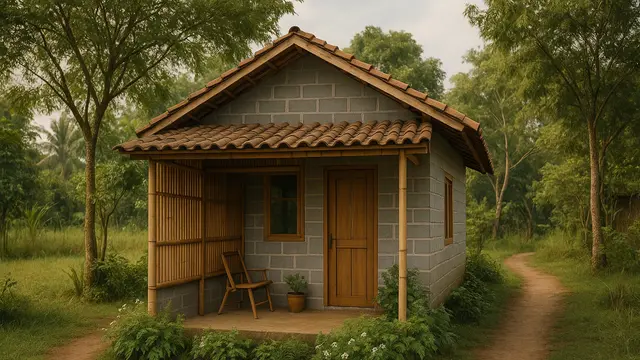 Model Rumah Kecil Tapi Cantik 3x6 Meter dari Bambu dan Batako