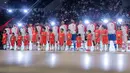 <p>Deretan pemain Timnas Futsal Indonesia mendengarkan lagu kebangsaan Australia dalam laga uji coba yang berlangsung di Indonesia Arena, Senayan, Jakarta, Sabtu (01/11/2025). (Bola.com/Bagaskara Lazuardi)</p>