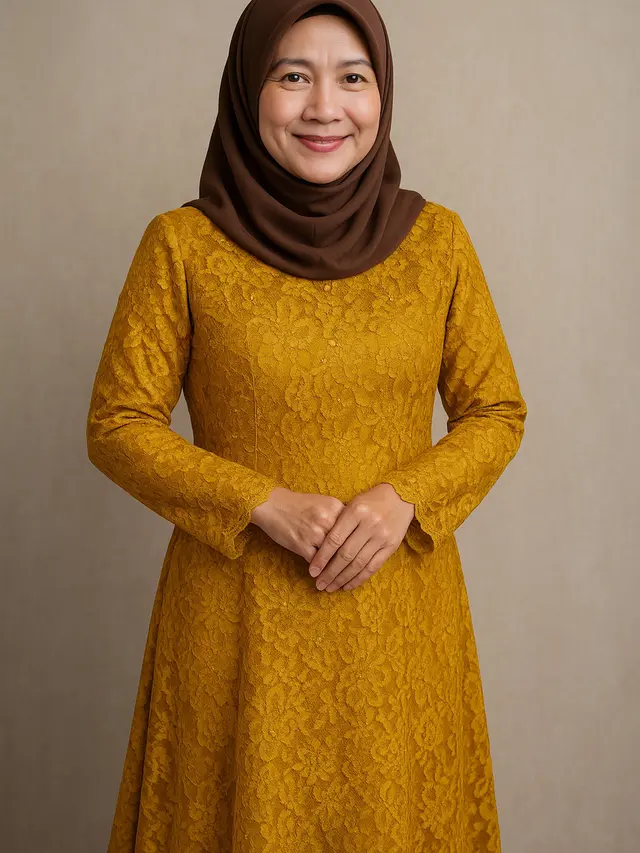 Gamis Brokat Warna Bold yang Tetap Classy untuk Ibu-ibu agar Tampak Lebih Muda (Image by ChatGPT)