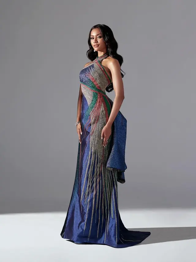 4 Pesona Eksotis Farhana Nariswari dalam Satu Gaun yang Bikin Menang Best Evening Gown di Miss International 2023