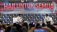 Calon presiden (capres) nomor urut satu Anies Baswedan saat dialog bertajuk 'Haji untuk Semua' bersama Bachtiar Nasir di Al Azhar Jakarta, Kamis malam, 8 Februari 2024. (Winda Nelfira/Liputan6.com).