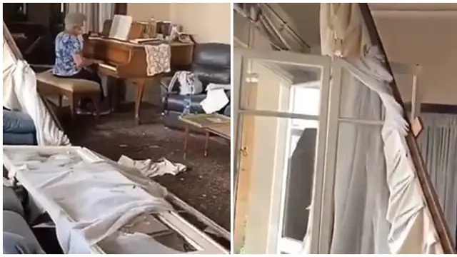 Video Nenek Main Piano di Tengah Puing Rumahnya Pasca Ledakan Beirut Ini Bikin Haru