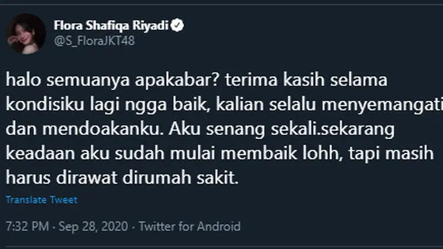 5 Fakta Flora Shafiq JKT48 Positif Covid-19, Member dan Staff Dinyatakan Negatif