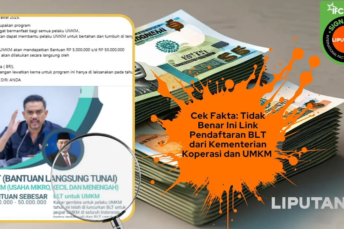 Tangkapan layar klaim link pendaftaran BLT UMKM dari Kementerian Koperasi dan UMKM