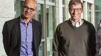 CEO Microsoft Satya Nadella dan Mantan CEO Microsoft Bill Gates yang menolak akuisisi Slack (foto: Business Insider).
