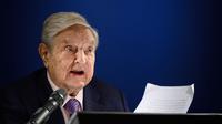 Miliarder sekaligus filantropis berpengaruh dunia, George Soros dalam agenda World Economic Forum 2019 (AFP/Fabrice Coffrini)