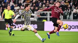 Juventus memastikan diri melaju ke perempat final Coppa Italia 2023/2024 usai melumat Salernitana 6-1. Si Nyonya bangkit usai kebobolan gol 59 detik. (Marco Alpozzi/dpa via AP)