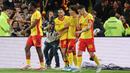 Suka cita semakin lengkap ketika skuad berjuluk Les Sang et Or tersebut menang atas Nantes dengan skor 1-0 melalui gol semata wayang Mezian Mesloub Soares. (AFP/Francois Lo Presti)