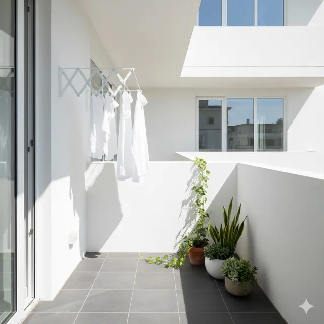 Balkon Rumah Mungil di Lahan Sempit yang Tetap Fungsional. Gemini