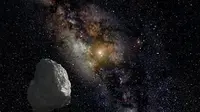Rekaan seniman tentang benda beku di Sabuk Kuiper. (Sumber Wikimedia/ESA/Hubble) 