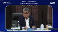 Direktur Utama BRI Sunarso saat konferensi pers secara virtual, Kamis (18/2/2021).
