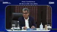 Direktur Utama BRI Sunarso saat konferensi pers secara virtual, Kamis (18/2/2021).