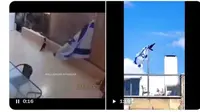 Viral Video Burung Gagak dan Kucing Berusaha Copot Bendera Israel.&nbsp; foto: Twitter @yo2thok