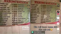 Harga menu makanan di warung pedalaman Papua (Sumber: Twitter/farisghaisani)