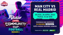 Link Live Streaming Vidio Community Cup Football : Manchester City Vs Real Madrid, Selasa 26 April 2022. (Sumber : dok. vidio.com)