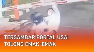 Momen apes terekam CCTV terjadi di portal akses masuk. Emak-emak bermotor yang hendak keluar komplek ditolong dua pria bermotor. Usai emak-emak melintas lebih dulu, nasib apes menimpa pria yang membuka portal.