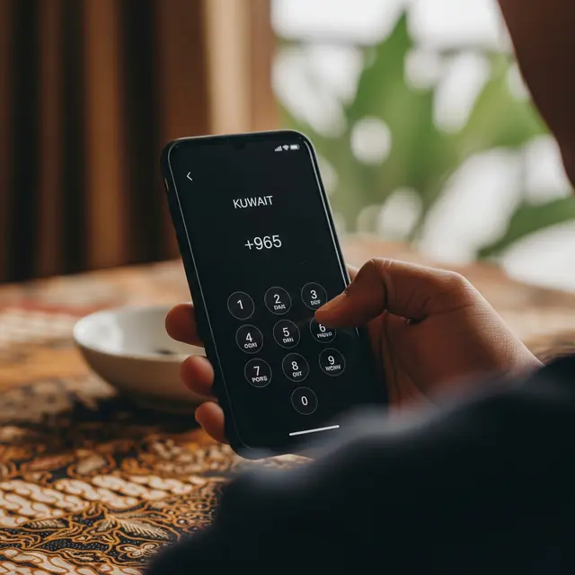 Menelepon Kuwait dari Indonesia Menggunakan Kode +965 (AI Generated)
