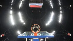 Ring basket di Indonesia Arena, Senayan, Jakarta, Selasa (11/7/2023). Indonesia bersama dengan Jepang dan Filipina akan menjadi tiga tuan rumah Piala Dunia FIBA 2023. (Bola.com/M Iqbal Ichsan)